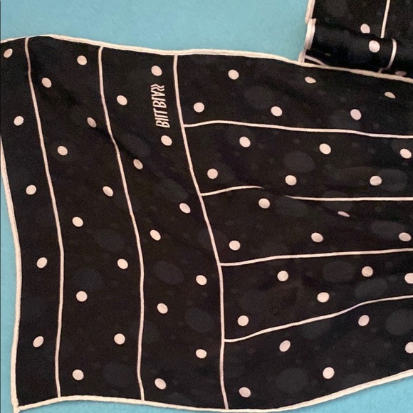 BILL BLASS vintage silk polka dot scarf black white 10” X 56” size OSFA - Picture 5 of 7